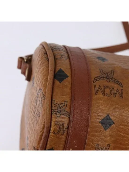 Authentic MCM Logogram Vicetos Shoulder Bag PVC Leather Brown - Picture 7 of 16